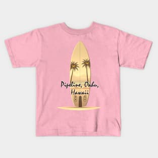 Surfing session Pipeline Oahu, Hawaii Kids T-Shirt